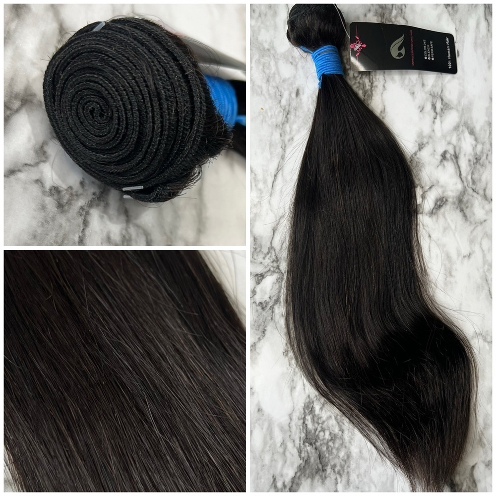 16 Inch Brazilian 100% Human  Virgin Hair  Unprocessed Natural Straight black